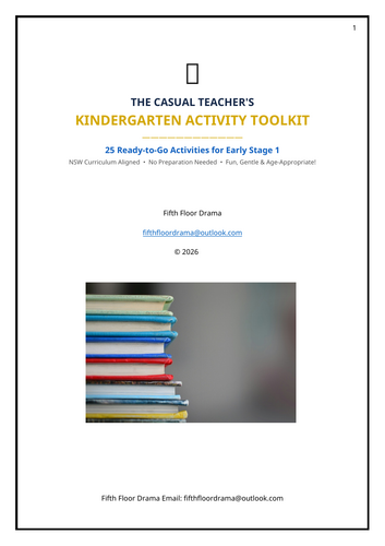Kindergarten Casual Teacher Toolkit | No Prep Emergency Lessons | Primary Class