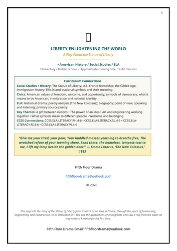 Liberty Enlightening the World | Statue of Liberty Classroom Play | American His