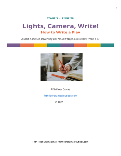 Lights, Camera, Write! | Script Writing Unit | Writing Plays and Drama Activities