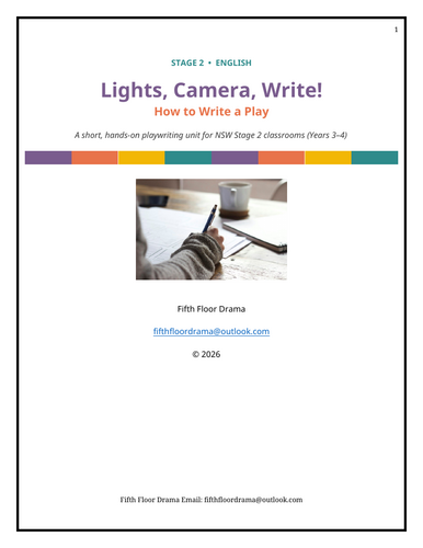 Lights, Camera, Write! | Writing a Play Unit | Drama and Creative Writing