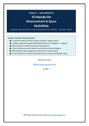 Measurement and Space NSW Syllabus - Hands on Activities for Grade 3 and 4