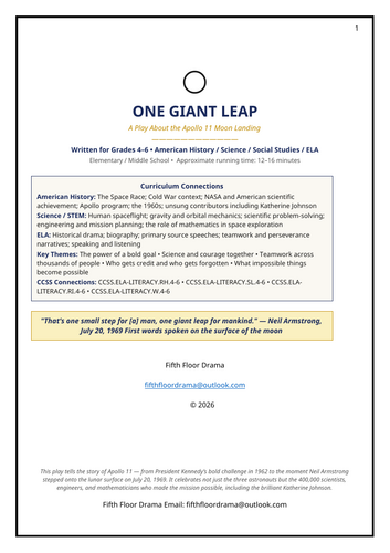 One Giant Leap: Apollo 11 Moon Landing Classroom Play - American History
