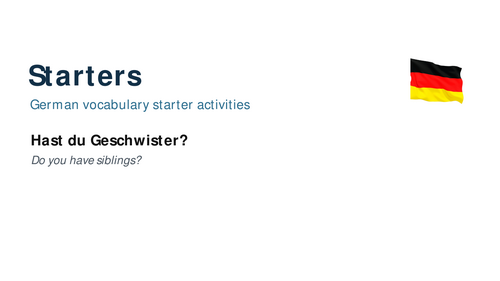 German Family Vocabulary Starters: Hast du Geschwister?