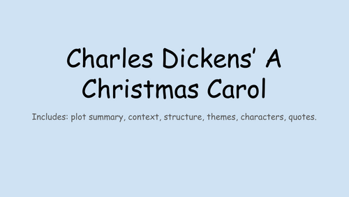 Charles Dickens' A Christmas Carol revision summary