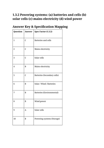 GCSE DT - 1.3.2 Powering systems: (a), (b), (c), (d)