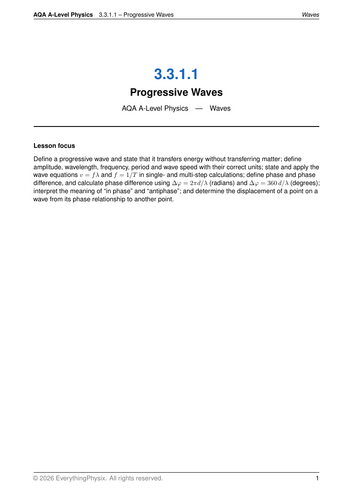 3.3 - Waves - AQA A-Level Physics: Teacher and Student Worksheets
