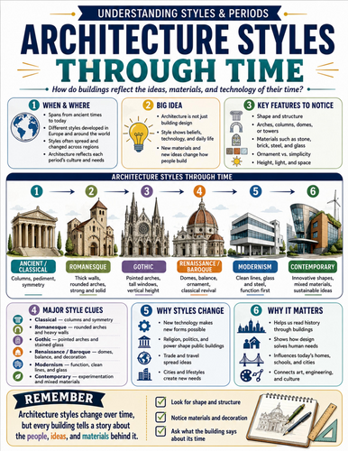Architecture Styles Through Time I Educational Poster I Classroom Decor