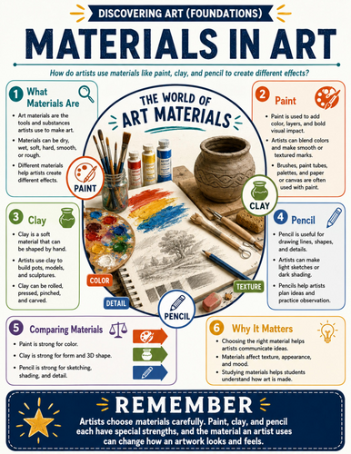 Materials in Art I Educational Poster I Classroom Decor