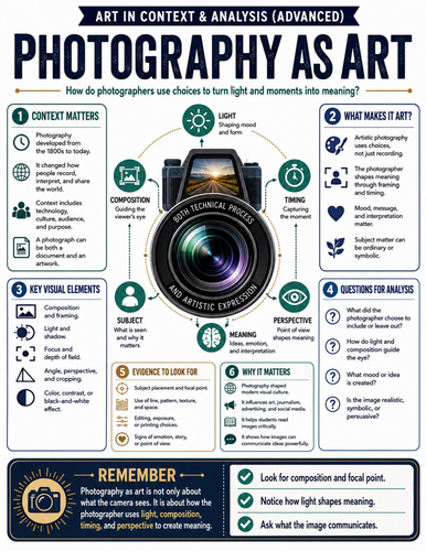 Photography as Art I Educational Poster I Classroom Decor
