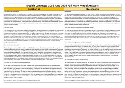 Full Mark Model Answers English Language Paper 1 June 2026