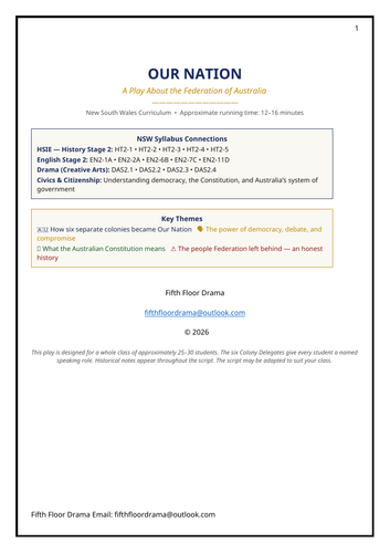 Our Nation | Australian Federation Classroom Play | History Drama Script