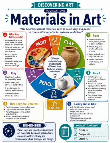 Materials in Art I Educational Poster I Classroom Decor