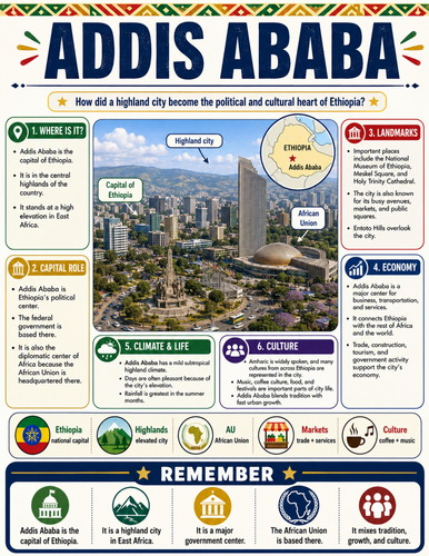 Addis Ababa I Educational Poster I Classroom Decor