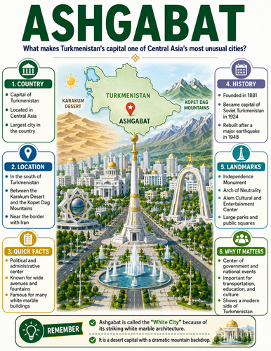 Ashgabat I Educational Poster I Classroom Decor