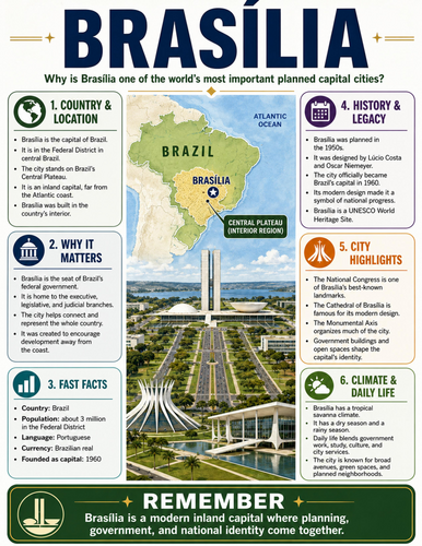 Brasilia I Educational Poster I Classroom Decor