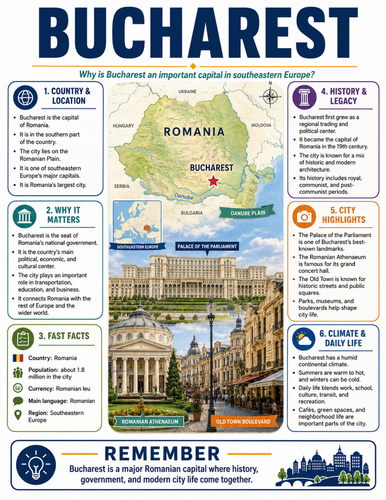 Bucharest I Educational Poster I Classroom Decor