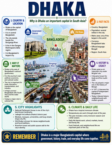 Dhaka I Educational Poster I Classroom Decor