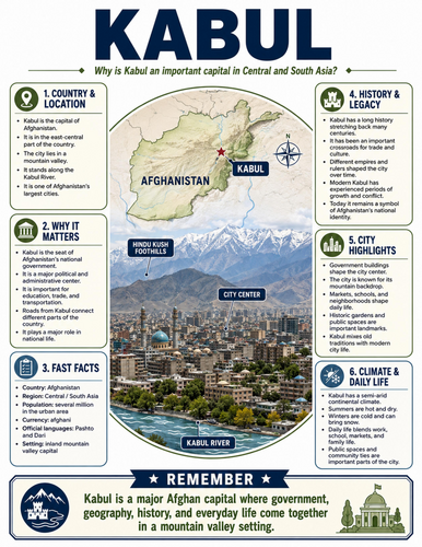 Kabul I Educational Poster I Classroom Decor
