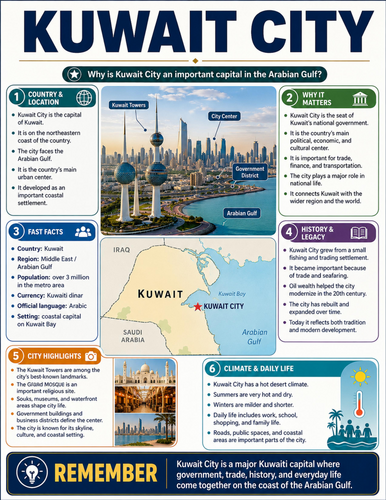 Kuwait City I Educational Poster I Classroom Decor