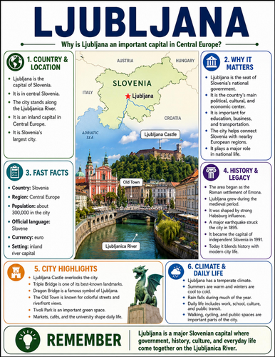 Ljubljana I Educational Poster I Classroom Decor