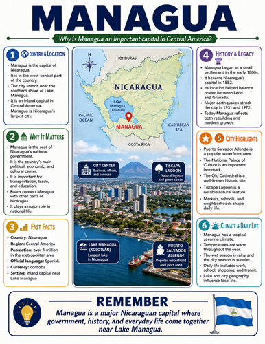 Managua I Educational Poster I Classroom Decor
