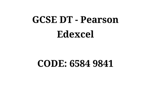 GCSE DT - 1.6 (COMPLETE to include 1.6.1, 1.6.2 & 1.6.3)