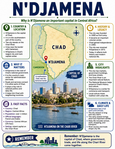 N'Djamena I Educational Poster I Classroom Decor