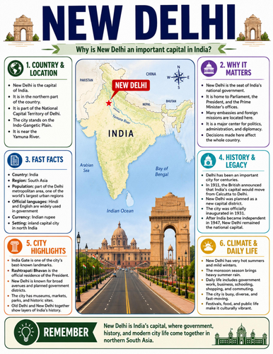 New Delhi I Educational Poster I Classroom Decor