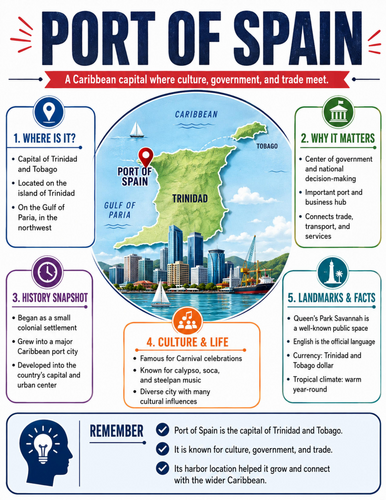 Port of Spain I Educational Poster I Classroom Decor