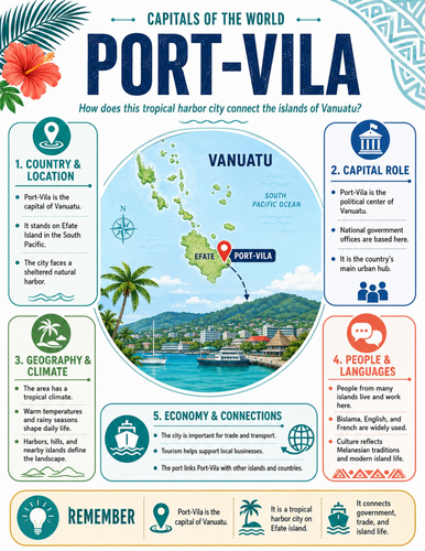 Port-Vila I Educational Poster I Classroom Decor