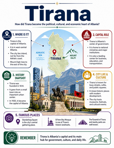 Tirana I Educational Poster I Classroom Decor