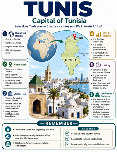 Tunis I Educational Poster I Classroom Decor