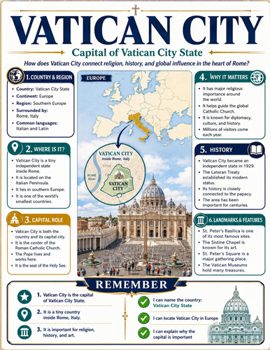 Vatican City I Educational Poster I Classroom Decor
