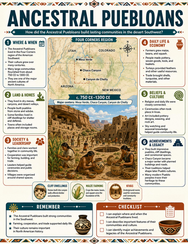 Ancestral Puebloans I Educational Poster I Classroom Decor