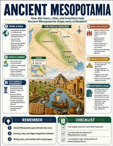 Ancient Mesopotamia I Educational Poster I Classroom Decor