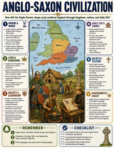 Anglo-saxon Civilization I Educational Poster I Classroom Decor