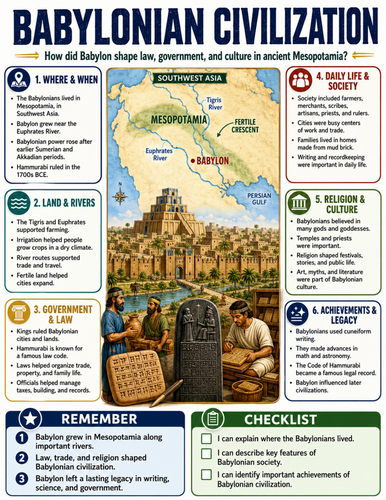 Babylonian Civilization I Educational Poster I Classroom Decor