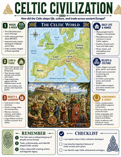 Celtic Civilization I Educational Poster I Classroom Decor