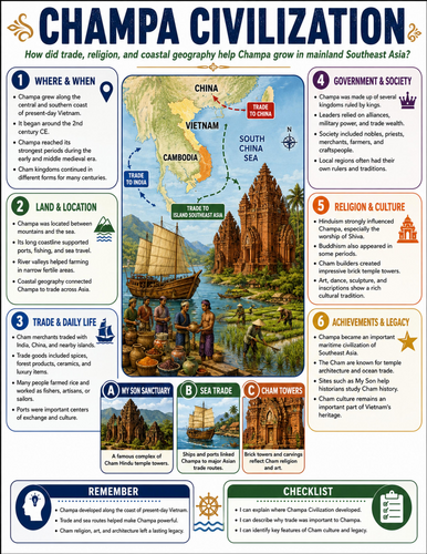 Champa Civilization I Educational Poster I Classroom Decor