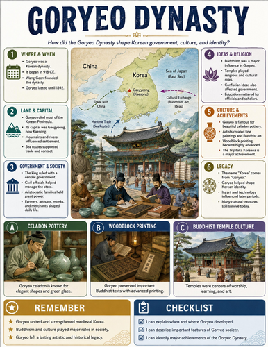 Goryeo Dynasty I Educational Poster I Classroom Decor