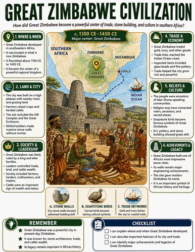 Great Zimbabwe Civilization I Educational Poster I Classroom Decor