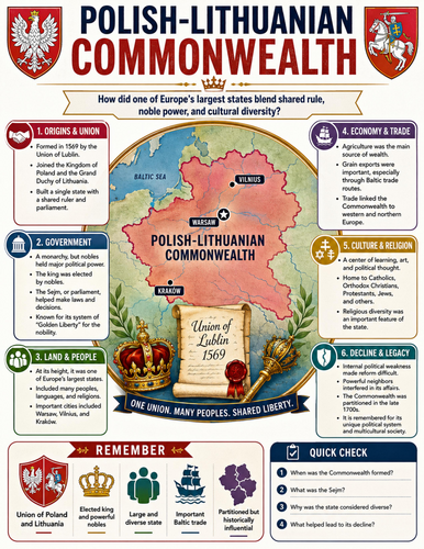 Polish-Lithuanian Commonwealth I Educational Poster I Classroom Decor