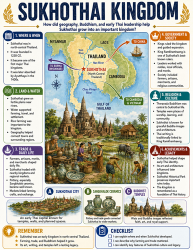 Sukhothai Kingdom I Educational Poster I Classroom Decor