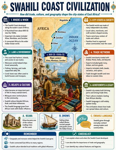 Swahili Coast Civilization I Educational Poster I Classroom Decor