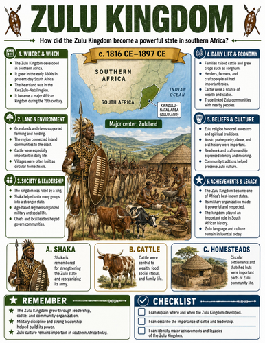 Zulu Kingdom I Educational Poster I Classroom Decor