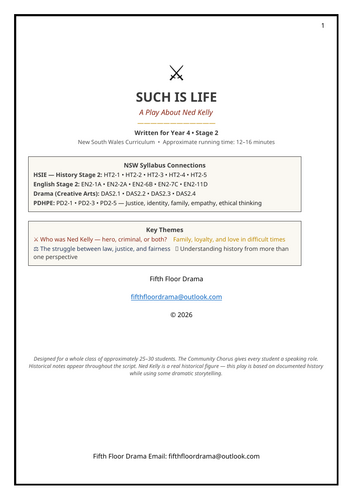 Such Is Life | Ned Kelly Classroom Play | Australian History Drama Script