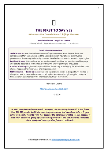 The First to Say Yes | New Zealand Women’s Suffrage Classroom Play | NZ History