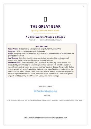 The Great Bear | Picture Book Unit | Libby Gleeson & Armin Greder | English