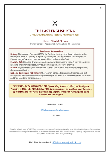 The Last English King | Battle of Hastings 1066 Classroom Play | English History