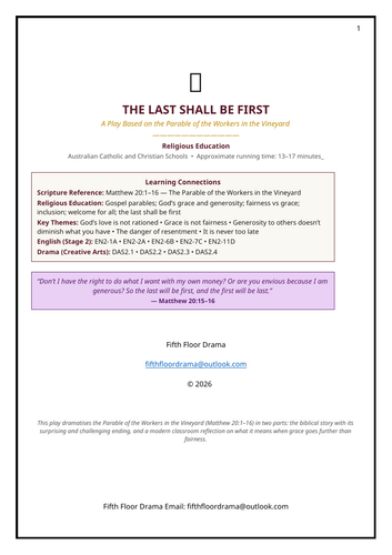 The Last Shall Be First | Workers in the Vineyard Classroom Play